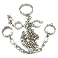 Hells Couture Press Key BDSM Play Collar, Wrist and Ankle Kit - - Bondage Kits
