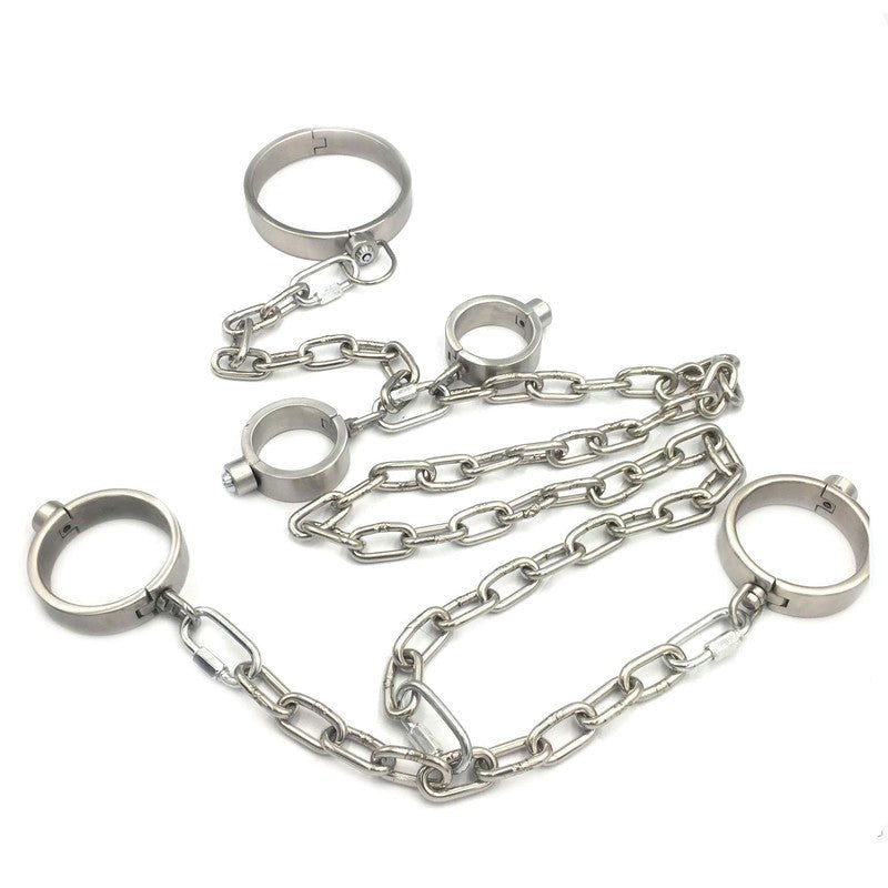 Hells Couture Press Key BDSM Play Collar, Wrist and Ankle Kit - - Bondage Kits