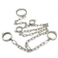 Hells Couture Press Key BDSM Play Collar, Wrist and Ankle Kit - - Bondage Kits