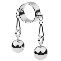 BDStyle Bondage Play Penis Ring With Balls Short - - Steel Cock Rings