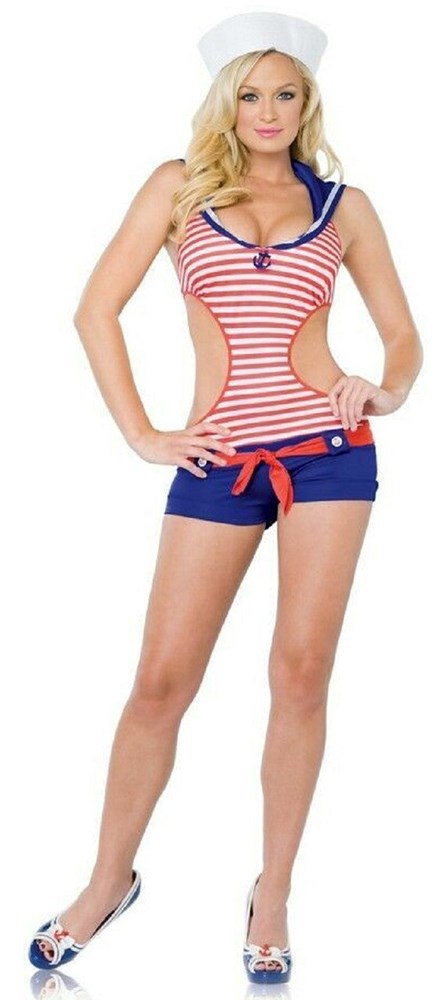 Leg Avenue Sailor Girl Pinup Halloween Sexy Adult Costume Blue Red - - Fancy Dress Ups