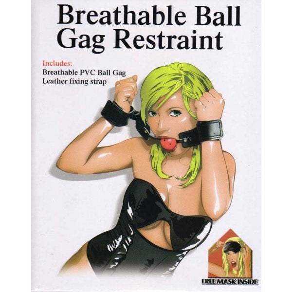 RoomFun Breathable Bondage Ball Gag Restraint with Wrist Cuffs - - Bondage Gags and Bits