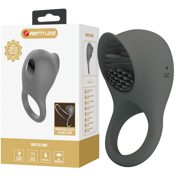 Pretty Love Nimbus 12 Function Master Vibrating Cock Ring Grey - - Vibrating Cock Rings
