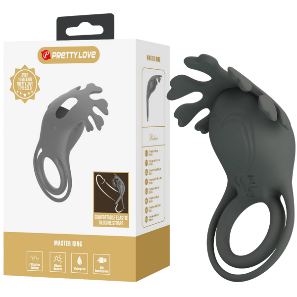 Pretty Love Ruben 7 Function Master Vibrating Cock Ring Grey - - Vibrating Cock Rings