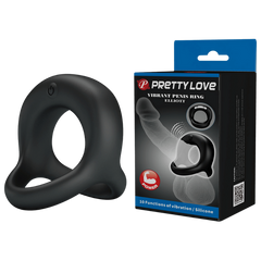 Pretty Love Elliott 10 Function Vibrant Penis Ring Black - - Vibrating Cock Rings