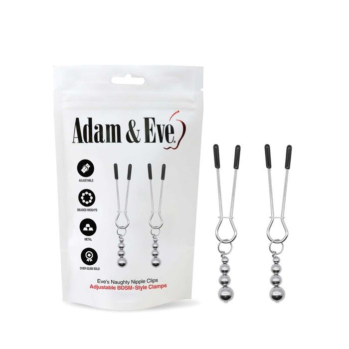 Adam & Eve 2 Piece Naughty Nipple Clips Set Adjustable - - Nipple and Clit Clamps