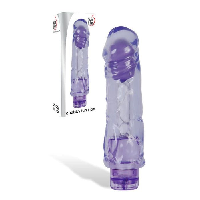 Adam & Eve Chubby Fun Vibe Thick Vibrating Dildo Purple - - Vibrating Dildos