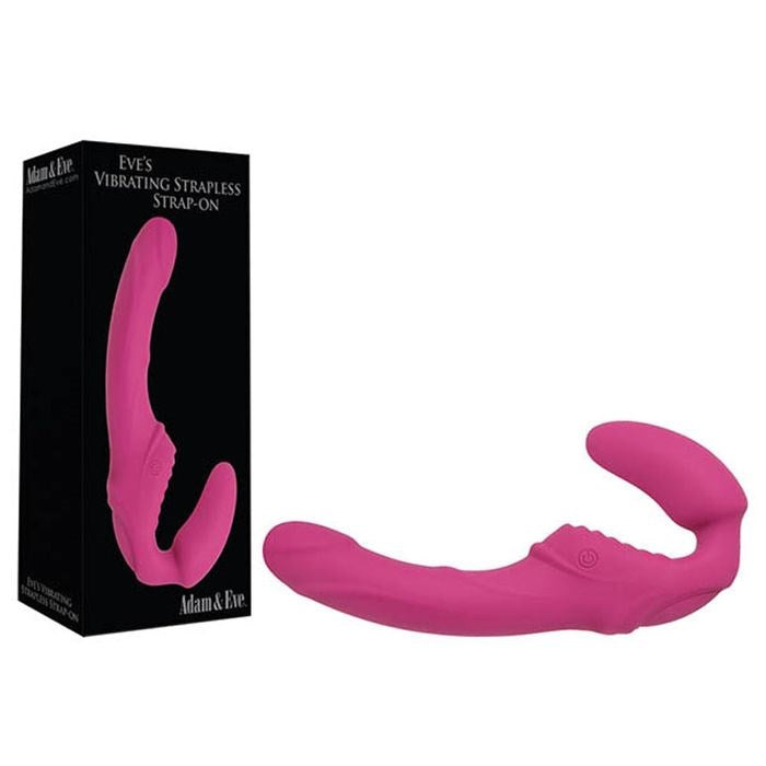 Adam & Eve USB Rechargeable Vibrating Strapless Strap On Pink - - Strap On Sextoys