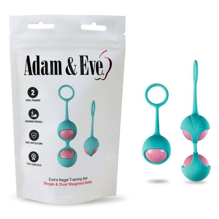 Adam & Eve Eves 2 Piece Kegel Training Set Teal/Pink Progressive Training - - Love Eggs and Kegel Exercisers