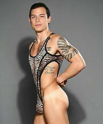 Andrew Christian Plush Tiger Mens Singlet with Almost Naked Pouch Technology - - Mens Briefs And Boxers