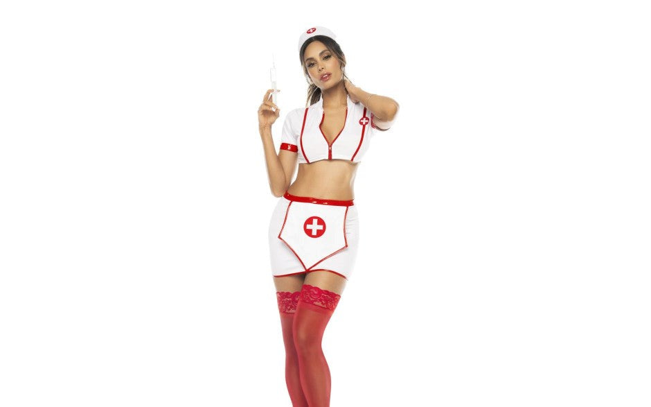 Mapale 3 Piece Super Sexy Nurse Costume with Zippered Top - - Fancy Dress Ups