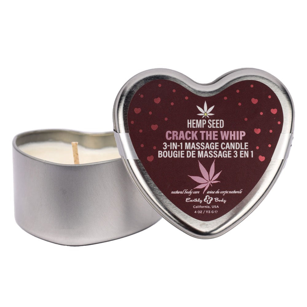 Earthly Body Hemp Seed 3 in 1 Massage Heart Candle 113g Sensual Warming Oil - - Sex Pheromones and Perfumes