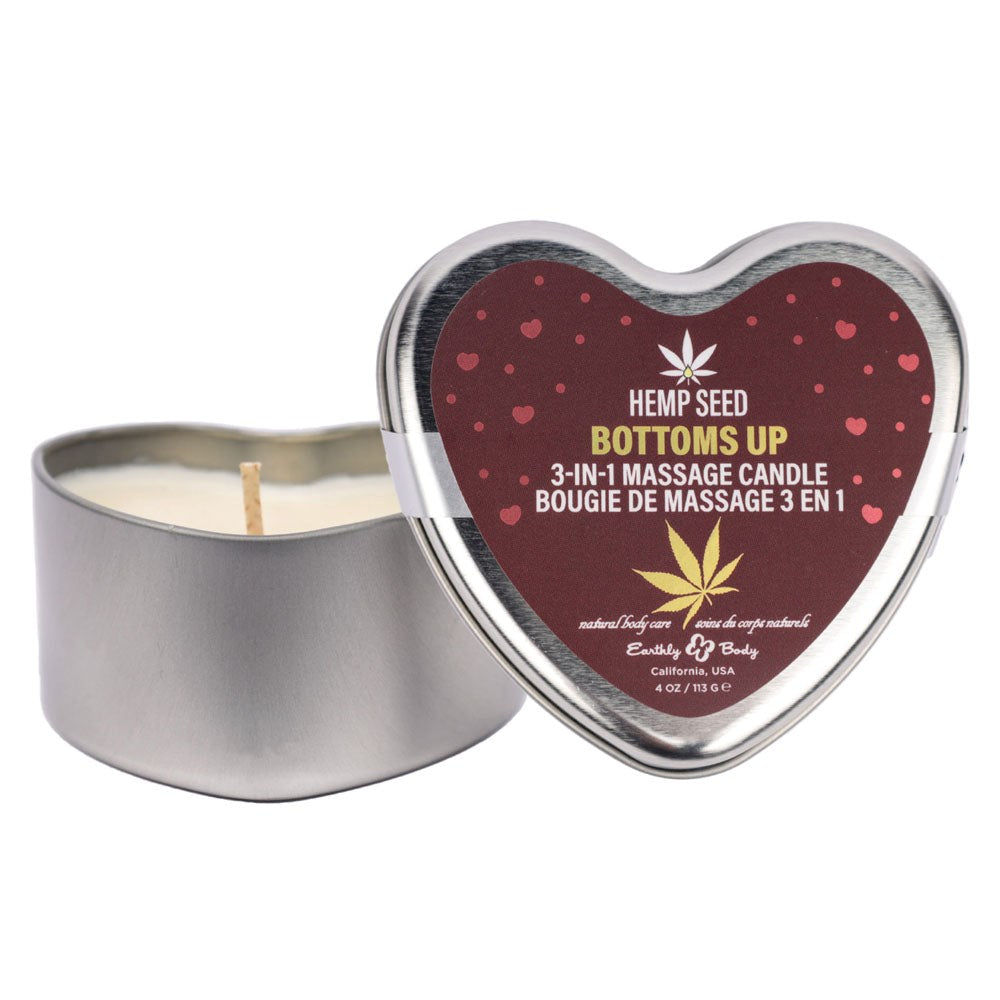 Earthly Body Hemp Seed 3 in 1 Massage Heart Candle 113g Sensual Warming Oil - - Sex Pheromones and Perfumes