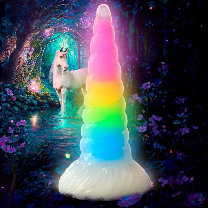 XR Brands Creature Cocks Uni Glow Unicorn Fantasy Dildo with Glow Feature - - Non-Realistic Dildos