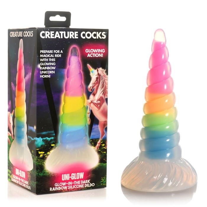 XR Brands Creature Cocks Uni Glow Unicorn Fantasy Dildo with Glow Feature - - Non-Realistic Dildos