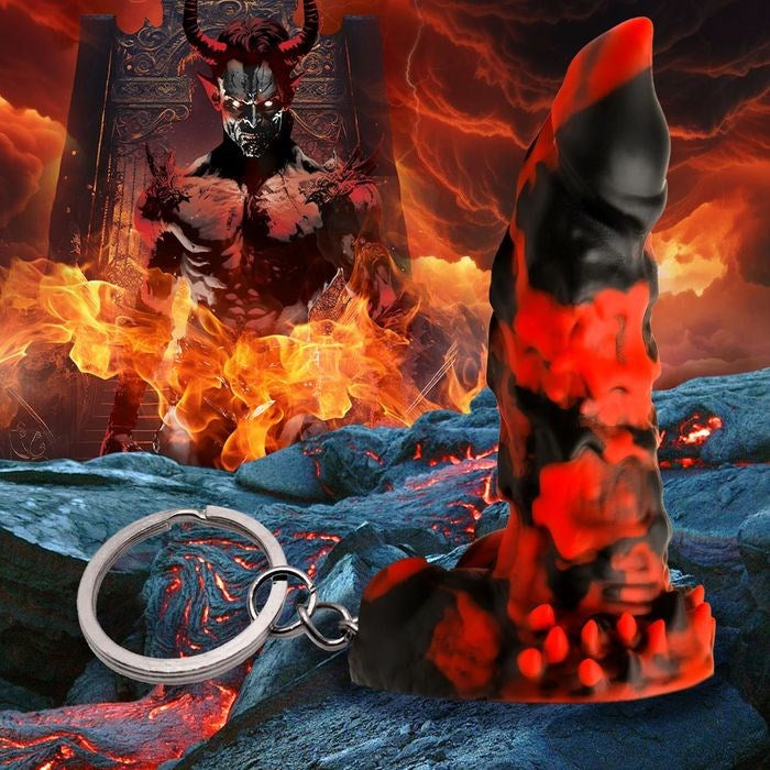 XR Brands Creature Cocks Fire Demon Fantasy Dildo Keyring Premium Collectible - - Party Gifts and Novelties
