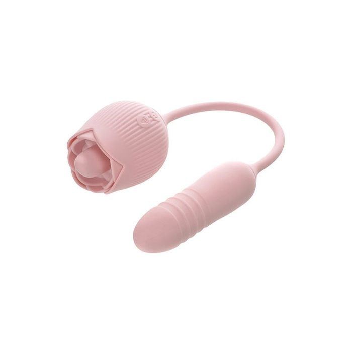 Adam & Eve Thrust & Tickle Rose Clitoral Vibrator Pink Dual Action Stimulation - - Clit Ticklers and Pulsators