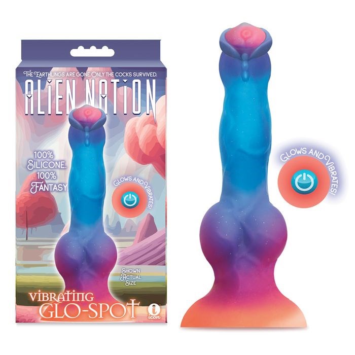 Icon Brands Alien Nation Glo Spot Vibrating Fantasy Dong with Glow Feature - - Vibrating Dildos