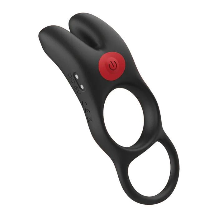 Icon Brands Red Dot V1 Vibrating Cock Ring with Remote Black Dual Loop - - Vibrating Cock Rings