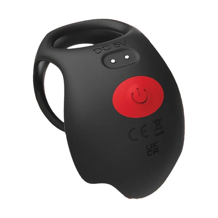 Icon Brands Red Dot V3 Rechargeable Cock and Ball Ring Black Dual Stimulation - - Vibrating Cock Rings