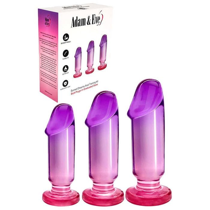 Adam & Eve Sunset Dreams Anal Training Kit Pink/Purple Butt Plugs - - Butt Plugs