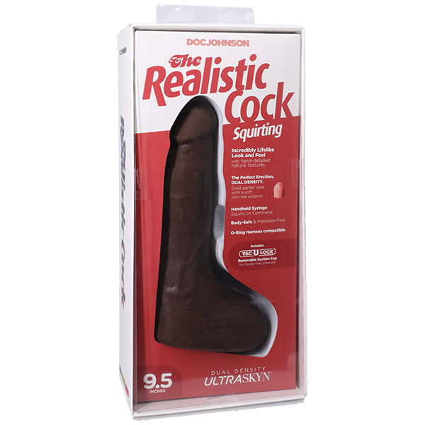 Vac-U-Lock 9.5 Inch Ultraskyn Squirting Cock With Balls - - Realistic Dildos