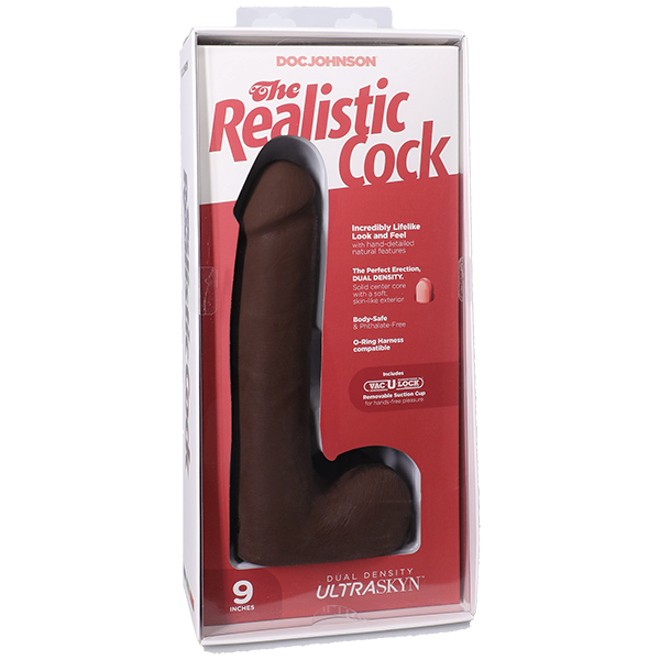 Vac-U-Lock Suction Cup 9 Inch Realistic Cock With Balls - - Realistic Dildos