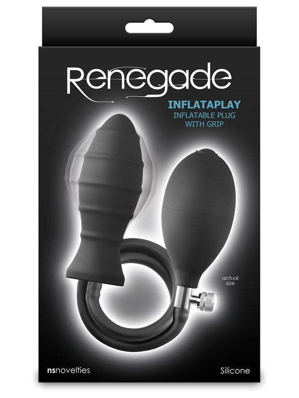 Renegade InflataPlay Inflatable Butt Plug Black - - Butt Plugs