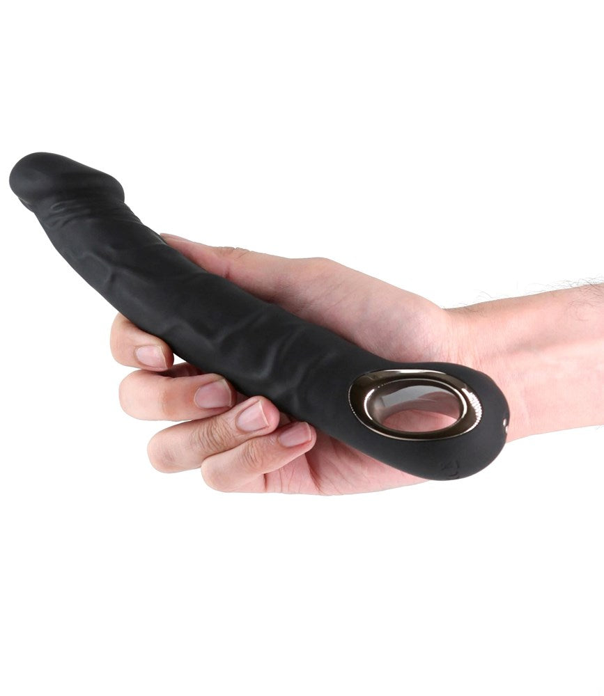 Renegade Rimmer Vibrating Dong With Handle Black - - Vibrating Dildos