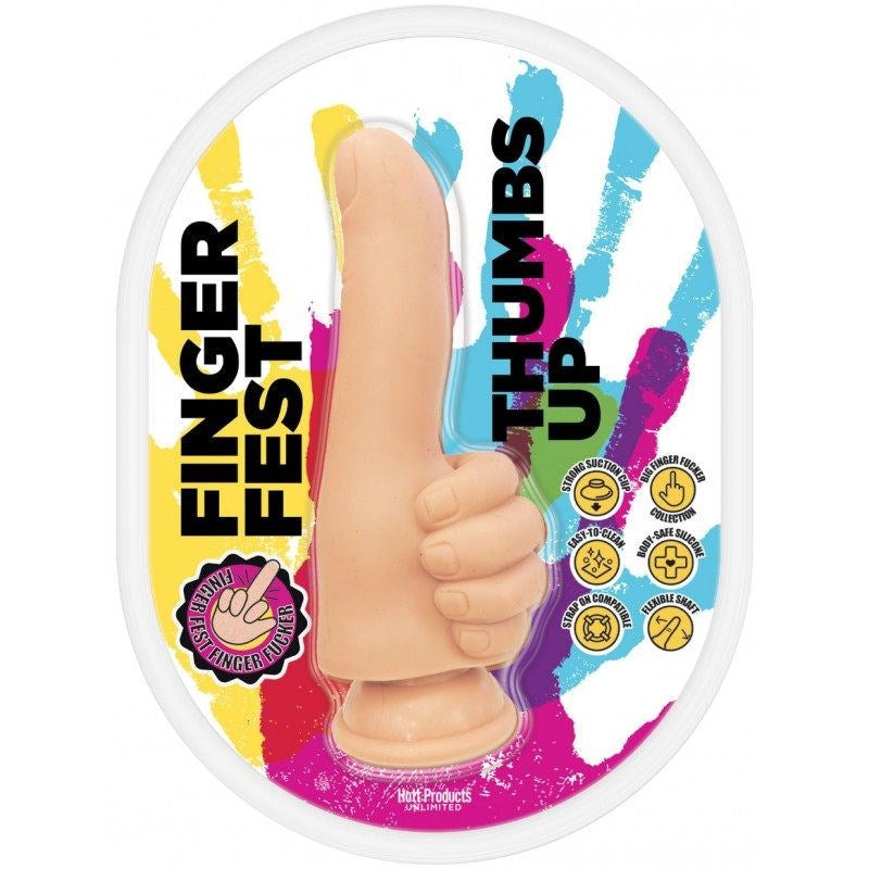 Hott Products Finger Fest Thumbs Up Realistic Dildo Flesh with Suction Cup Base - - Realistic Dildos