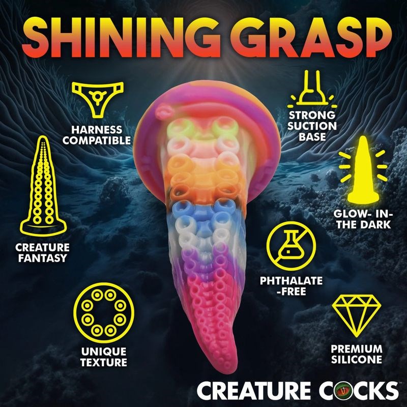 XR Brands Creature Cocks Luminoctopus GITD Tentacle Fantasy Dildo with Glow Effect - - Realistic Dildos