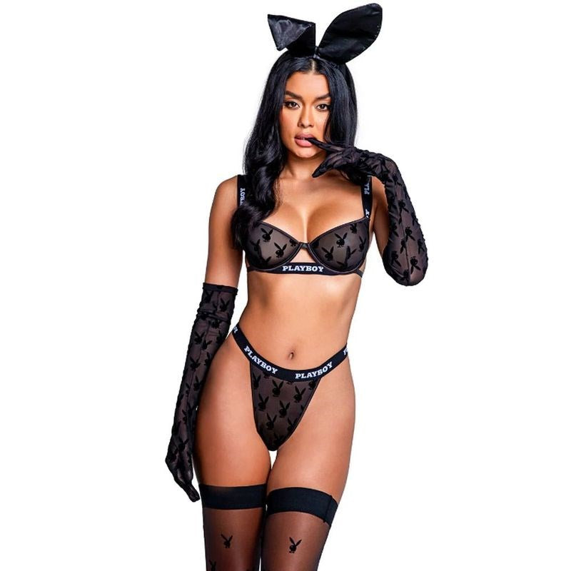 Playboy Lingerie Playboy Noir Lingerie 2 Piece Bra and Panty Set Black - - Bras and Bra Sets