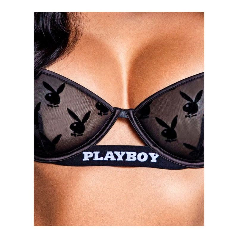 Playboy Lingerie Playboy Noir Lingerie 2 Piece Bra and Panty Set Black - - Bras and Bra Sets