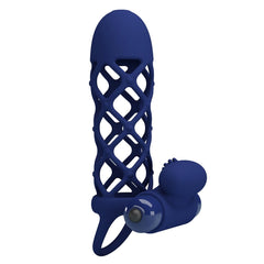 Pretty Love Giann Powerful Vibrating Cock Ring Navy Blue - - Vibrating Cock Rings