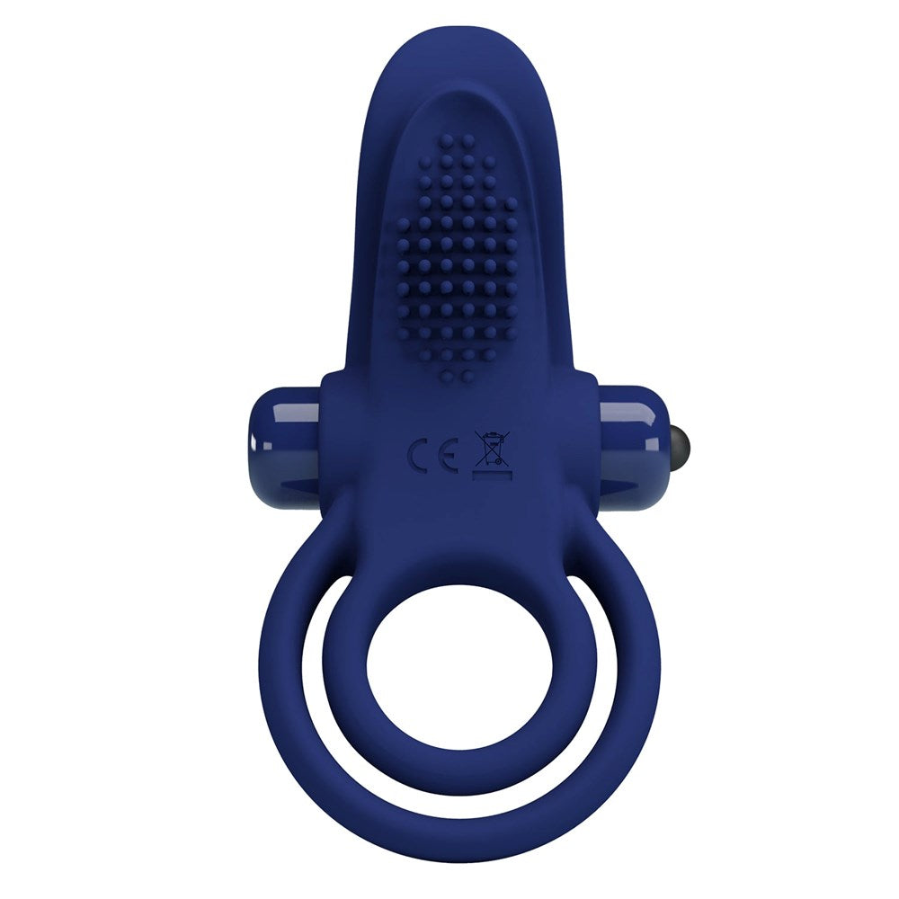 Pretty Love Bronson Silicone Vibrating Cock Ring Navy Blue - - Vibrating Cock Rings