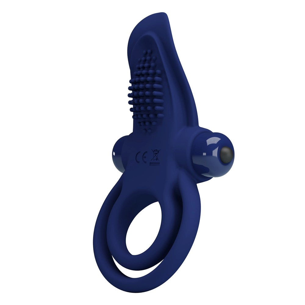 Pretty Love Bronson Silicone Vibrating Cock Ring Navy Blue - - Vibrating Cock Rings