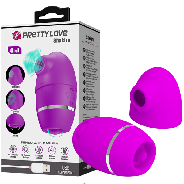 Pretty Love 4 in1 Thumping Shakira Clitoral Vibrator Purple - - Clit Ticklers and Pulsators