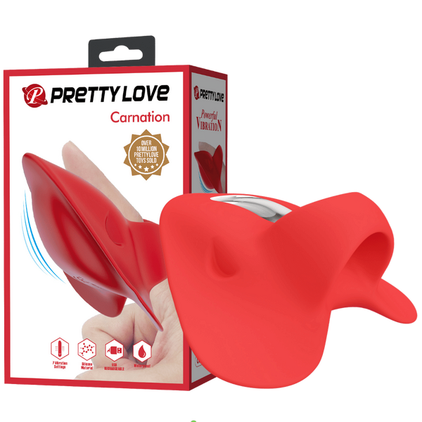 Pretty Love Carnation Rechargeable Finger Vibrator Red - - Finger and Tongue Vibrators