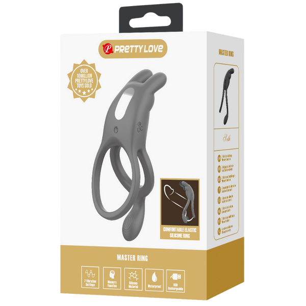 Pretty Love Seth Master Vibrating Cock Ring Grey - - Vibrating Cock Rings