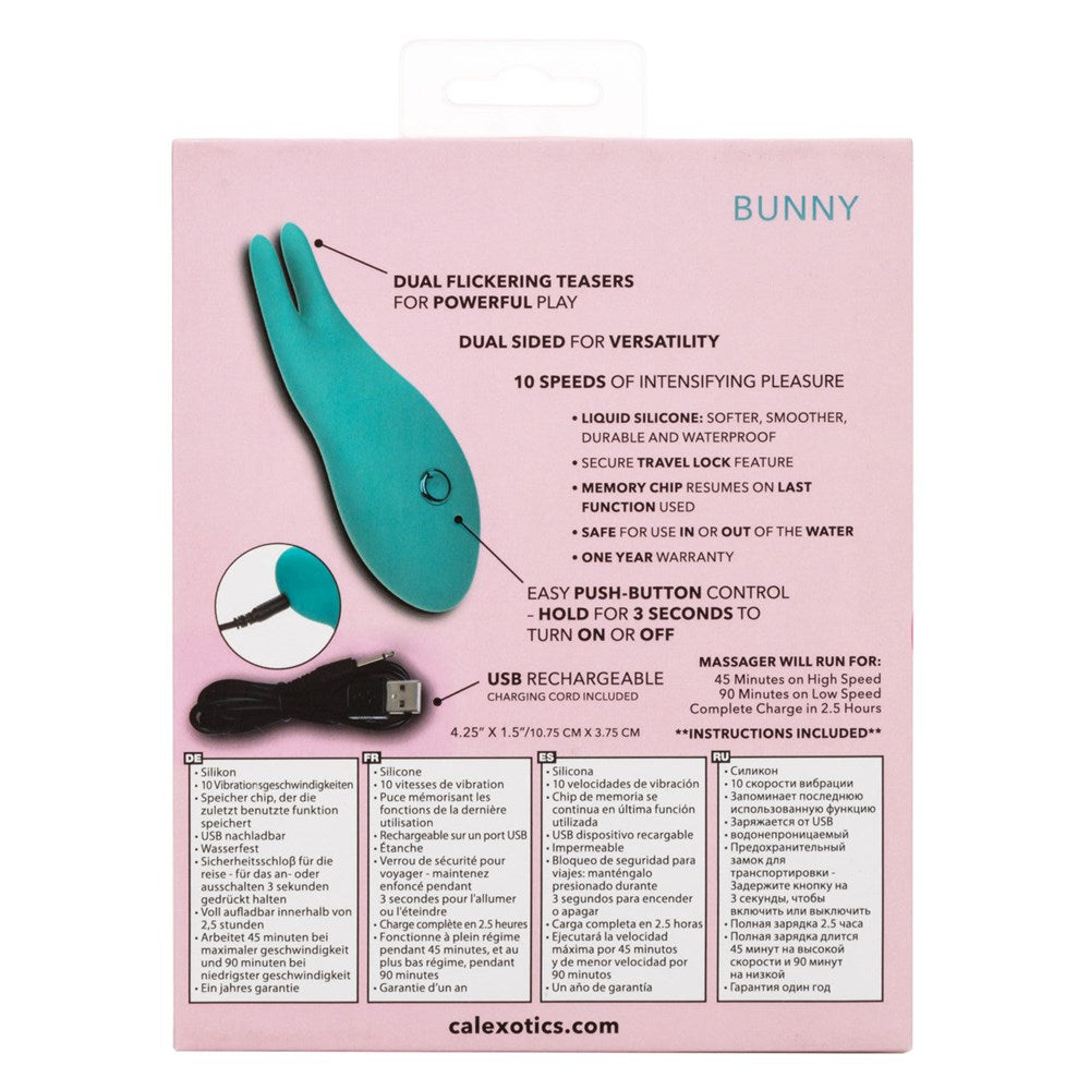 California Exotics Pixies Bunny Dual Teasers Vibrator with Flickering Tips - - Clit Ticklers and Pulsators