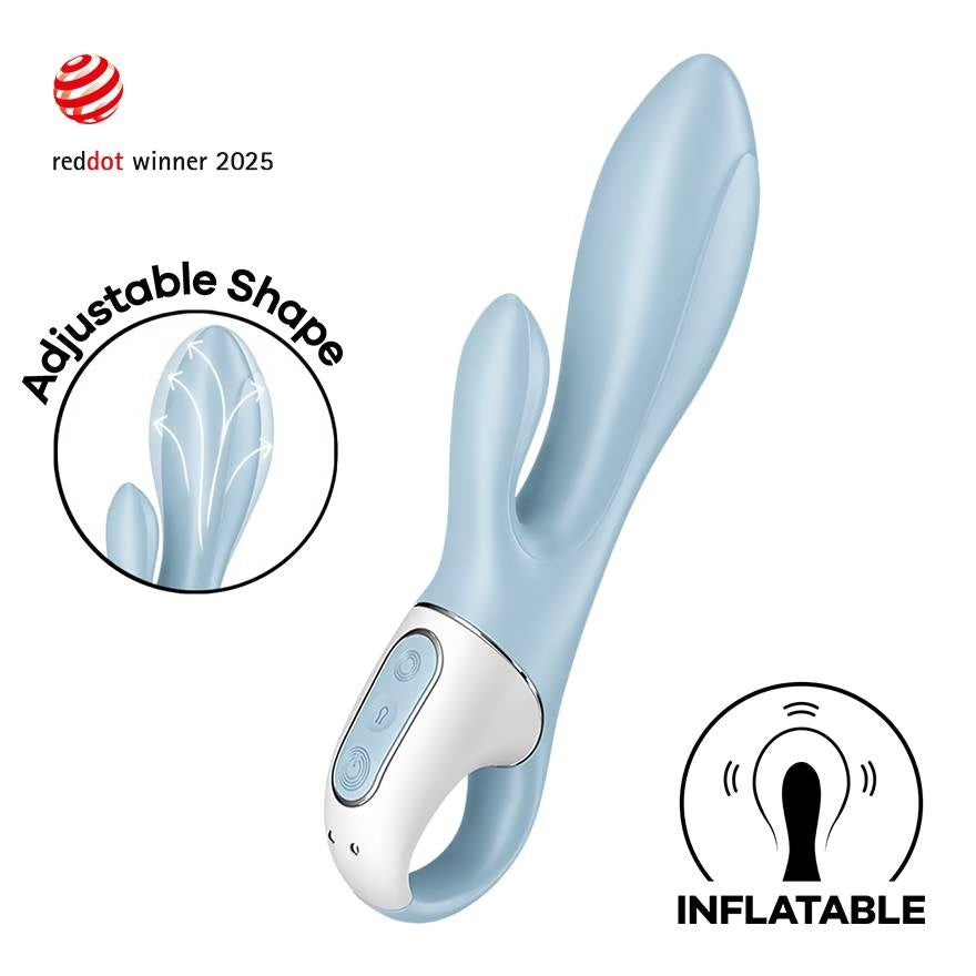 Satisfyer Air Pump Bunny 1 Inflatable Rabbit Vibrator Blue - - Rabbit Vibrators