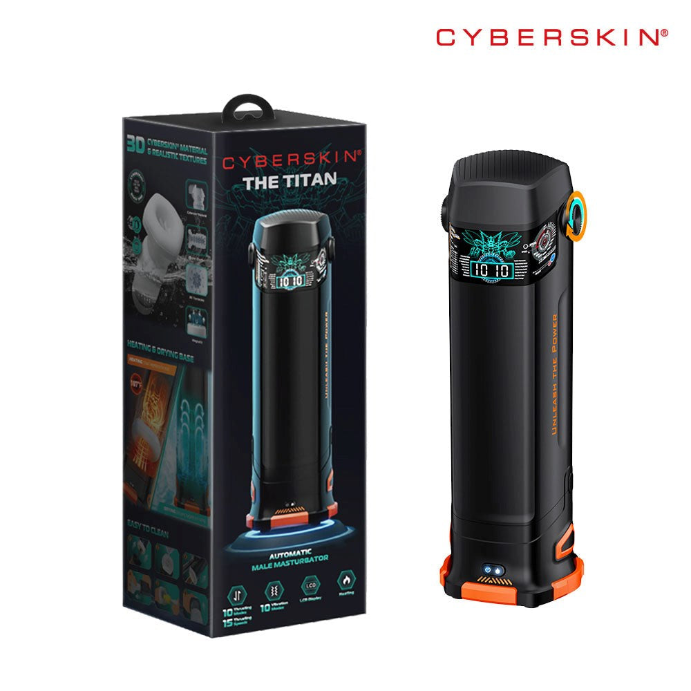 Topco CyberSkin The Titan Thrusting & Vibrating Masturbator Black Triple Action - - Masturbators and Strokers