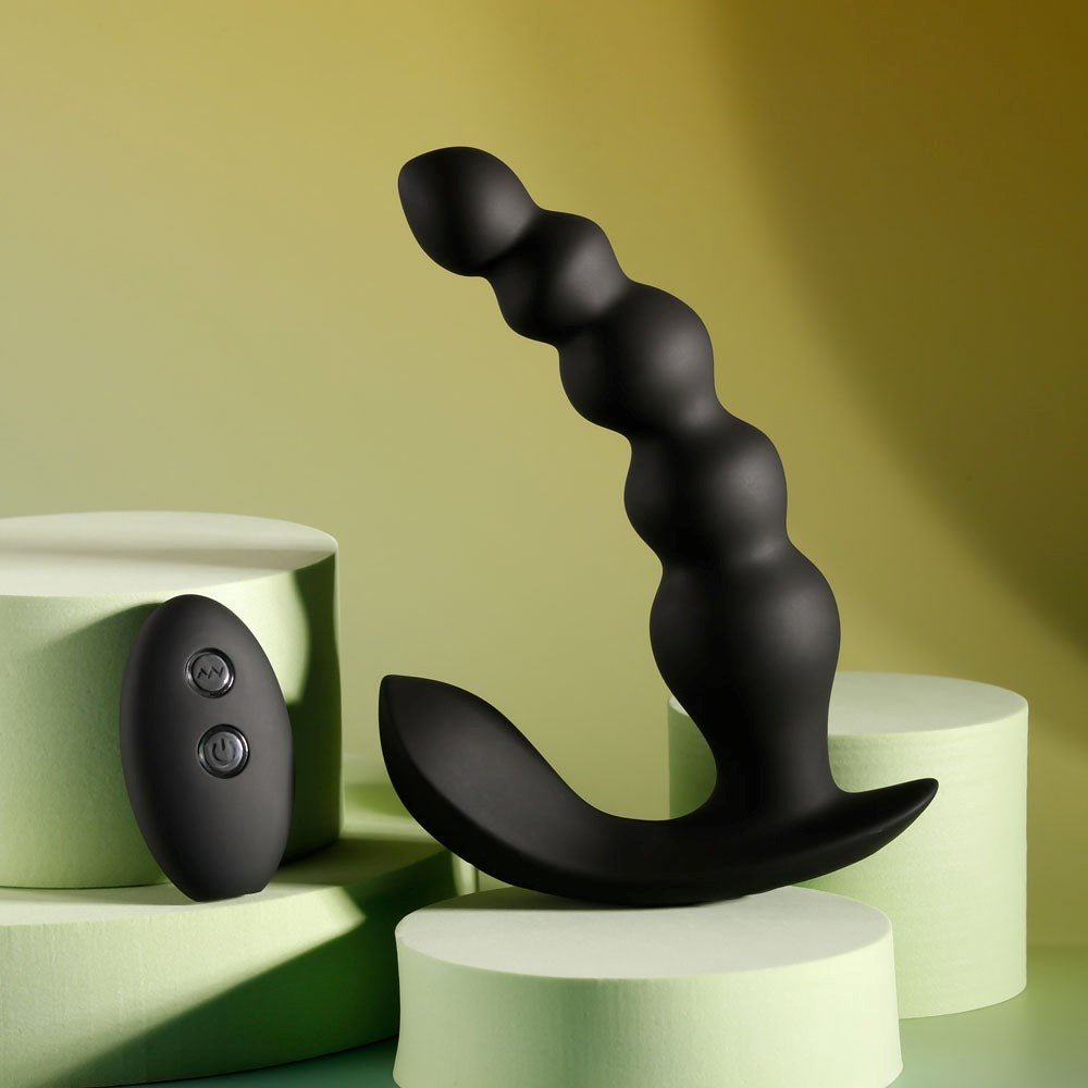 Evolved BEAD ME UP Remote Control Vibrating Anal Beads Black - - Anal Beads and Balls