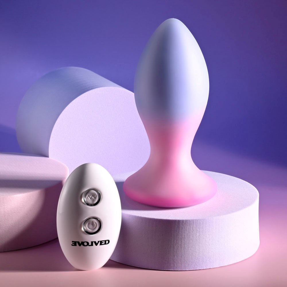 Evolved PARADISE Rechargeable Butt Plug Pink/Purple - - Butt Plugs