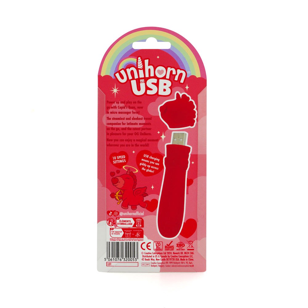 Creative Conceptions Unihorn Cupids Beau USB Bullet Red Clitoral Vibrator - - Bullet Vibrators