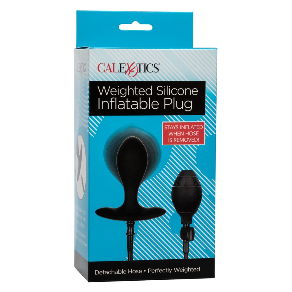 California Exotics Weighted Inflatable Butt Plug Black - - Butt Plugs