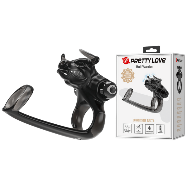 Pretty Love Bull Warrior Innovative Cock Ring Black - - Stretchy Cock Rings