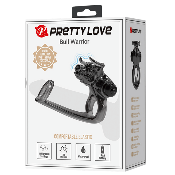 Pretty Love Bull Warrior Innovative Cock Ring Black - - Stretchy Cock Rings