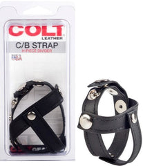 Colt Leather Cock and Ball Strap H-Piece Divider - - Stretchy Cock Rings
