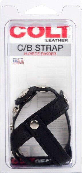 Colt Leather Cock and Ball Strap H-Piece Divider - - Stretchy Cock Rings